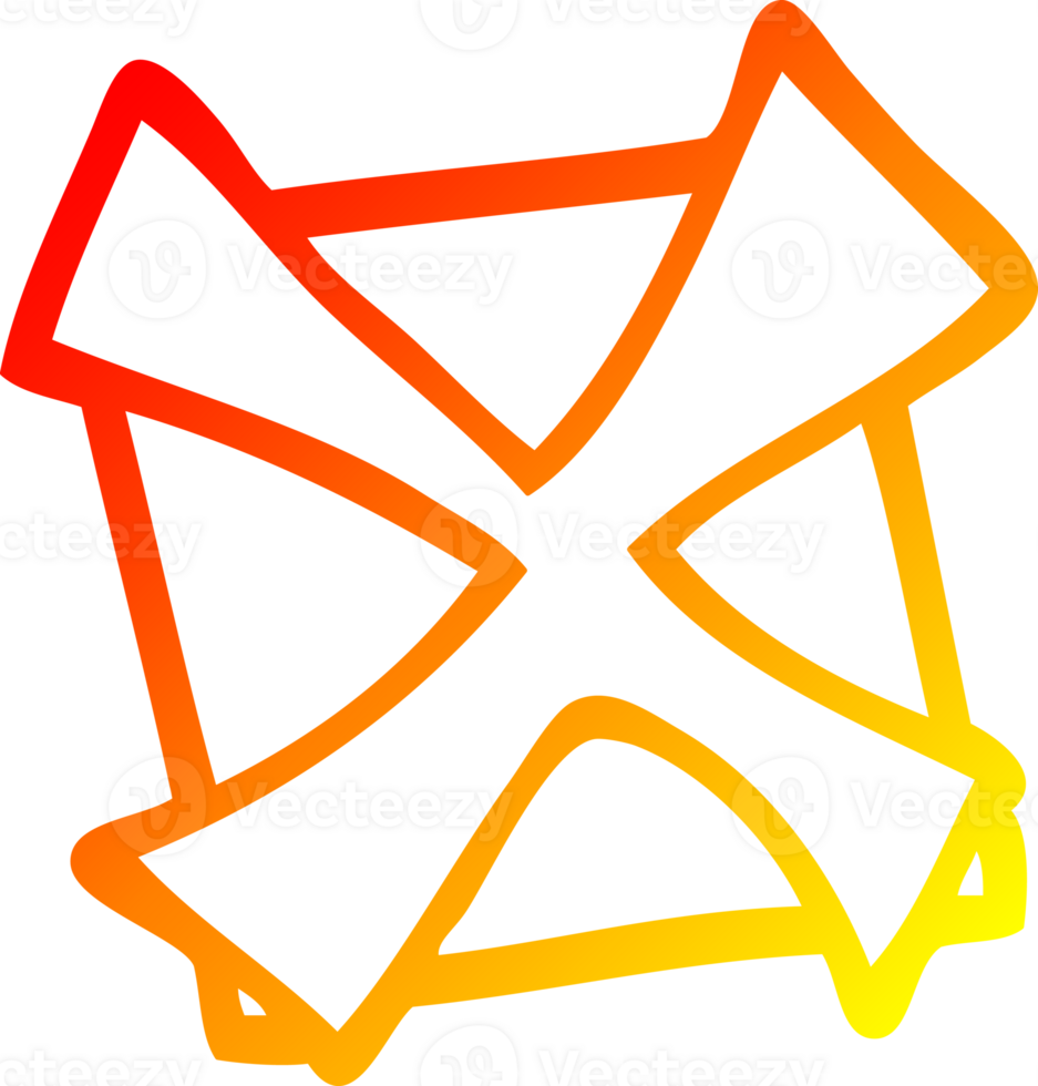 warm gradient line drawing of a cartoon cross mark png