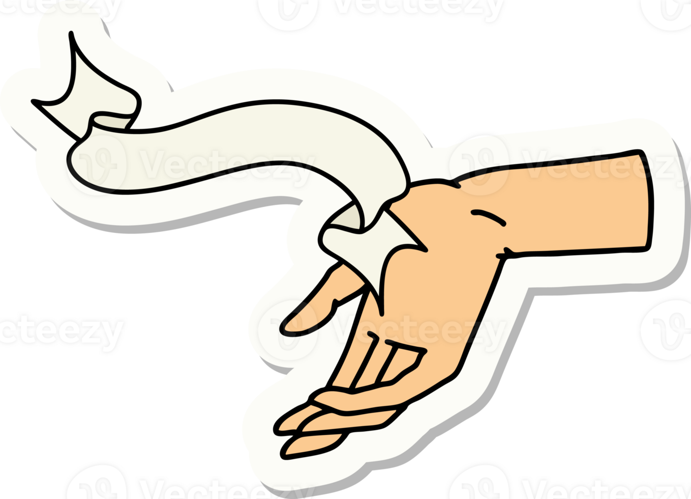 tattoo style sticker with banner of a hand png