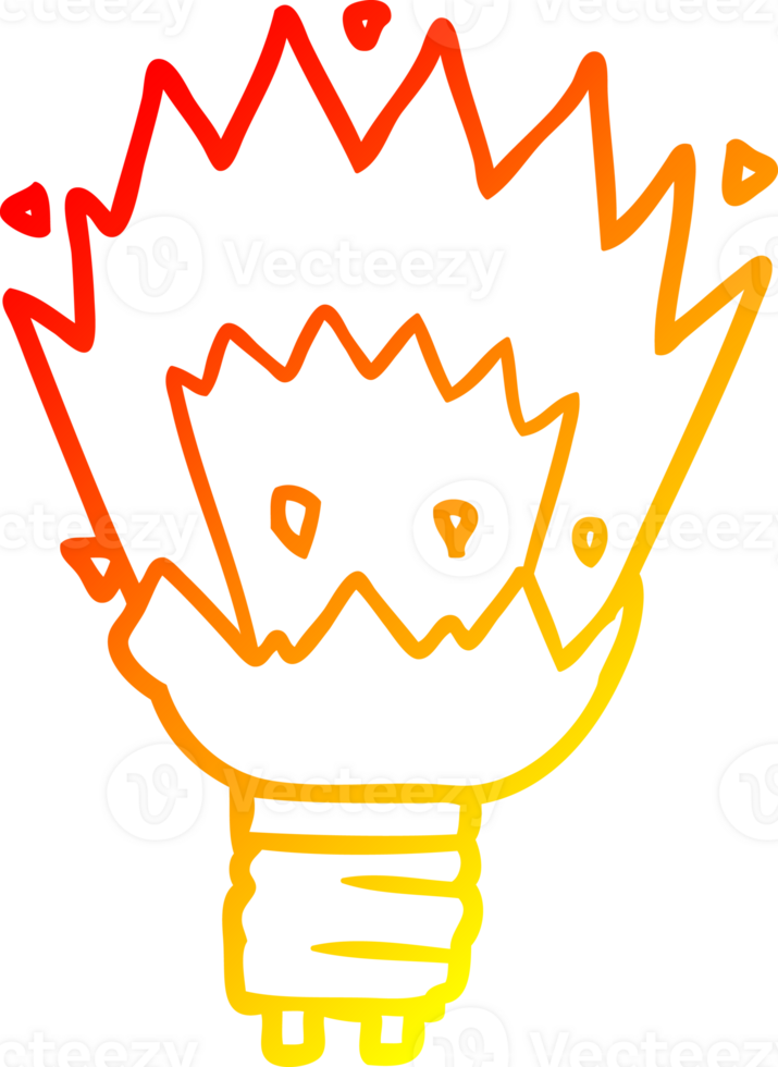 warm gradient line drawing of a cartoon exploding light bulb png