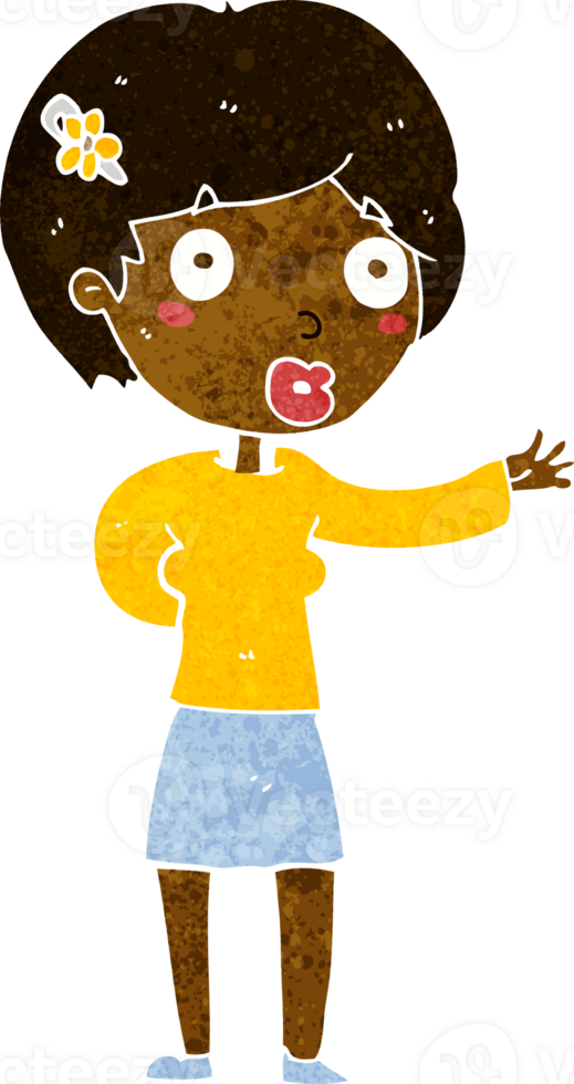 cartoon waving woman png