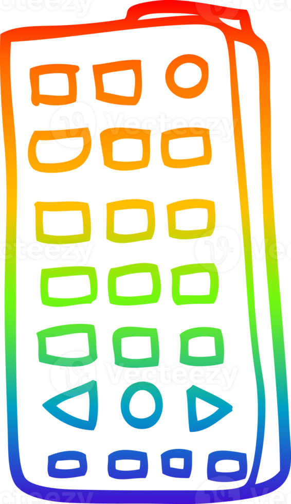 rainbow gradient line drawing of a cartoon remote control png