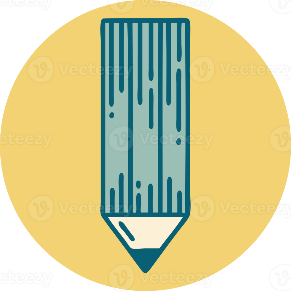iconic tattoo style image of a pencil png