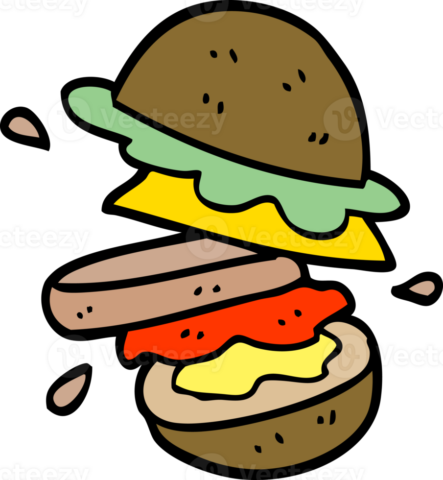 cartoon doodle of a burger png