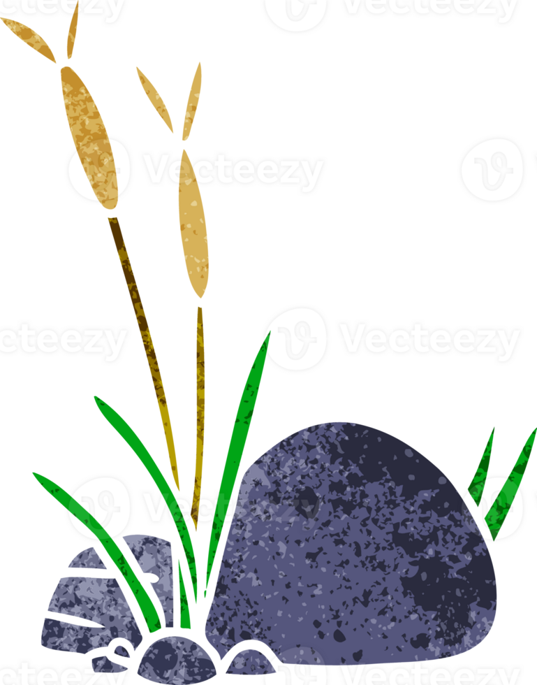 hand drawn retro cartoon doodle of stone and pebbles png