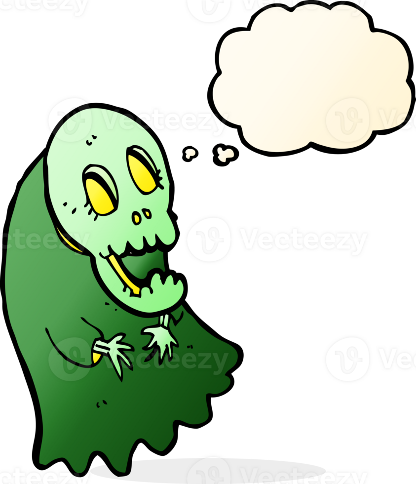 cartoon spooky ghoul with thought bubble png