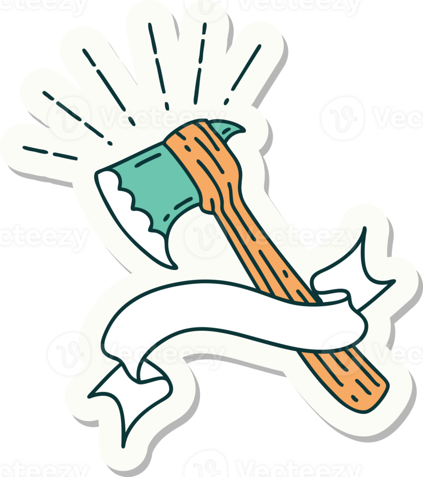 sticker of a tattoo style hatchet axe png