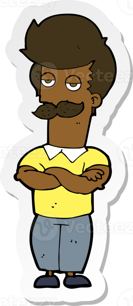 sticker of a cartoon mustache muscle man png