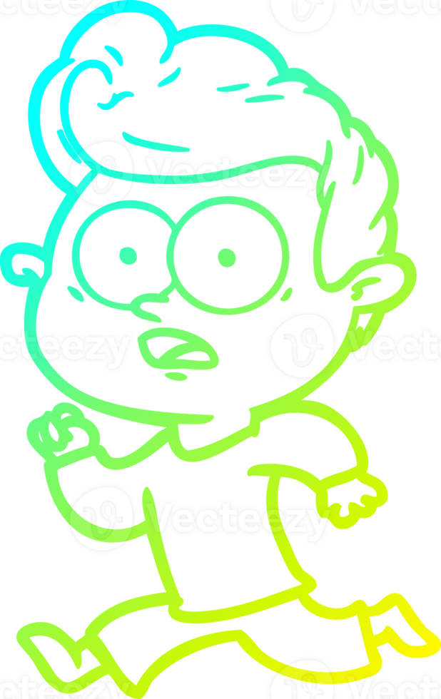 cold gradient line drawing of a shocked cartoon man png