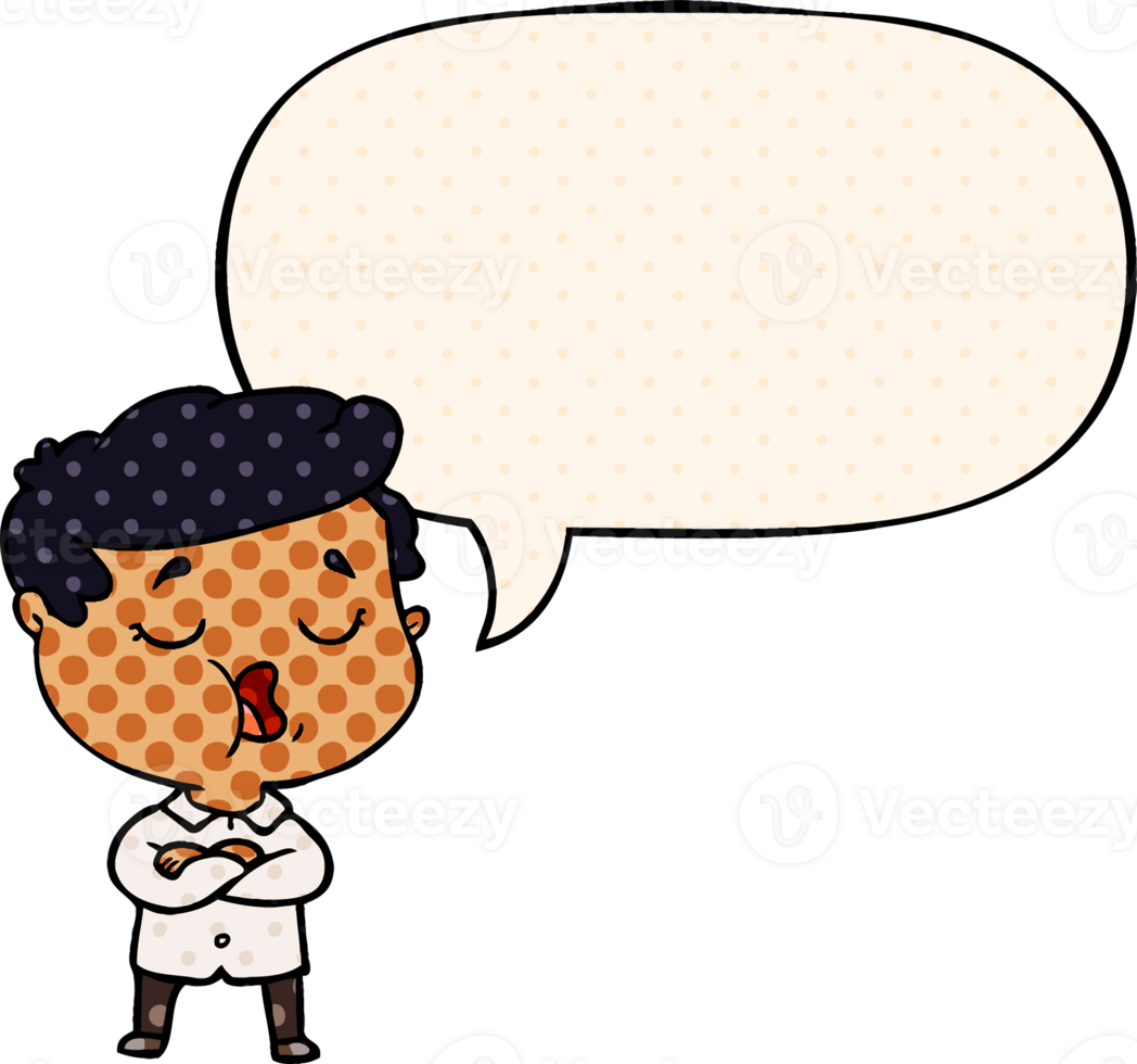 cartoon man talking with speech bubble in comic book style png