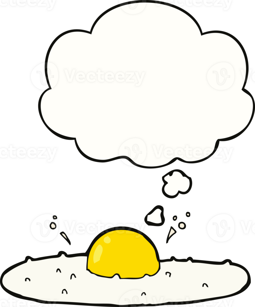 cartoon fried egg with thought bubble png