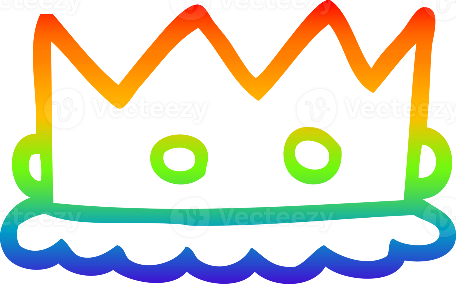 Regenbogen Gradient Linie Zeichnung von ein Karikatur Silber Krone png