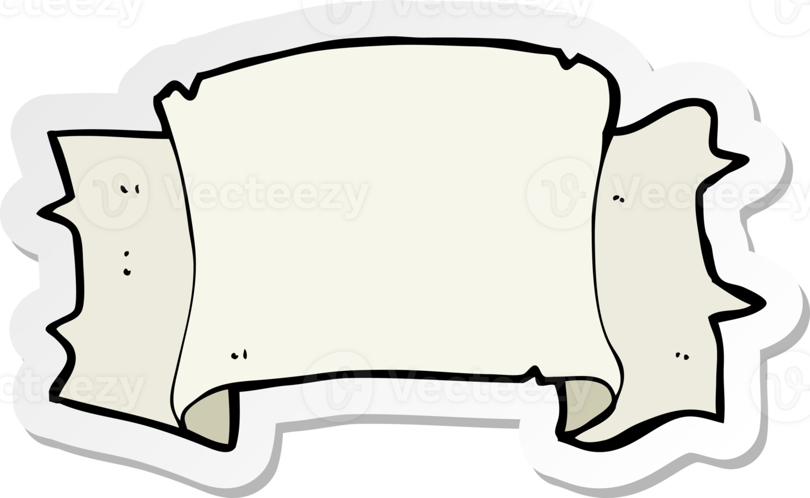 sticker of a cartoon heraldry scroll banner png