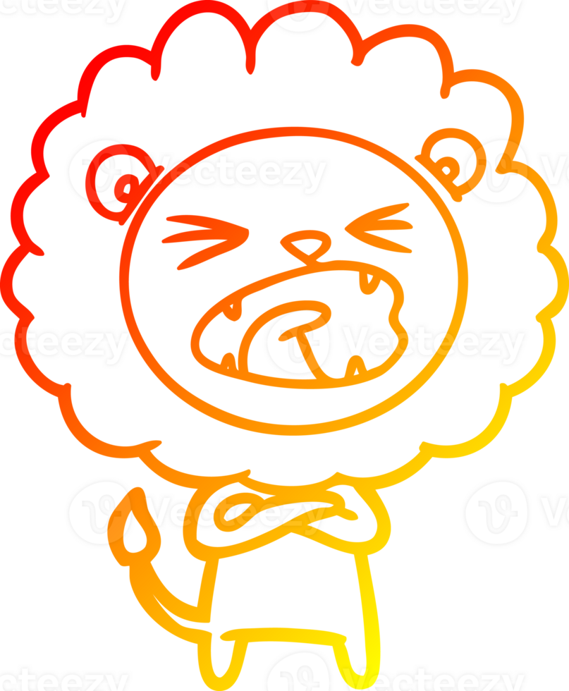 warm gradient line drawing of a cartoon lion png