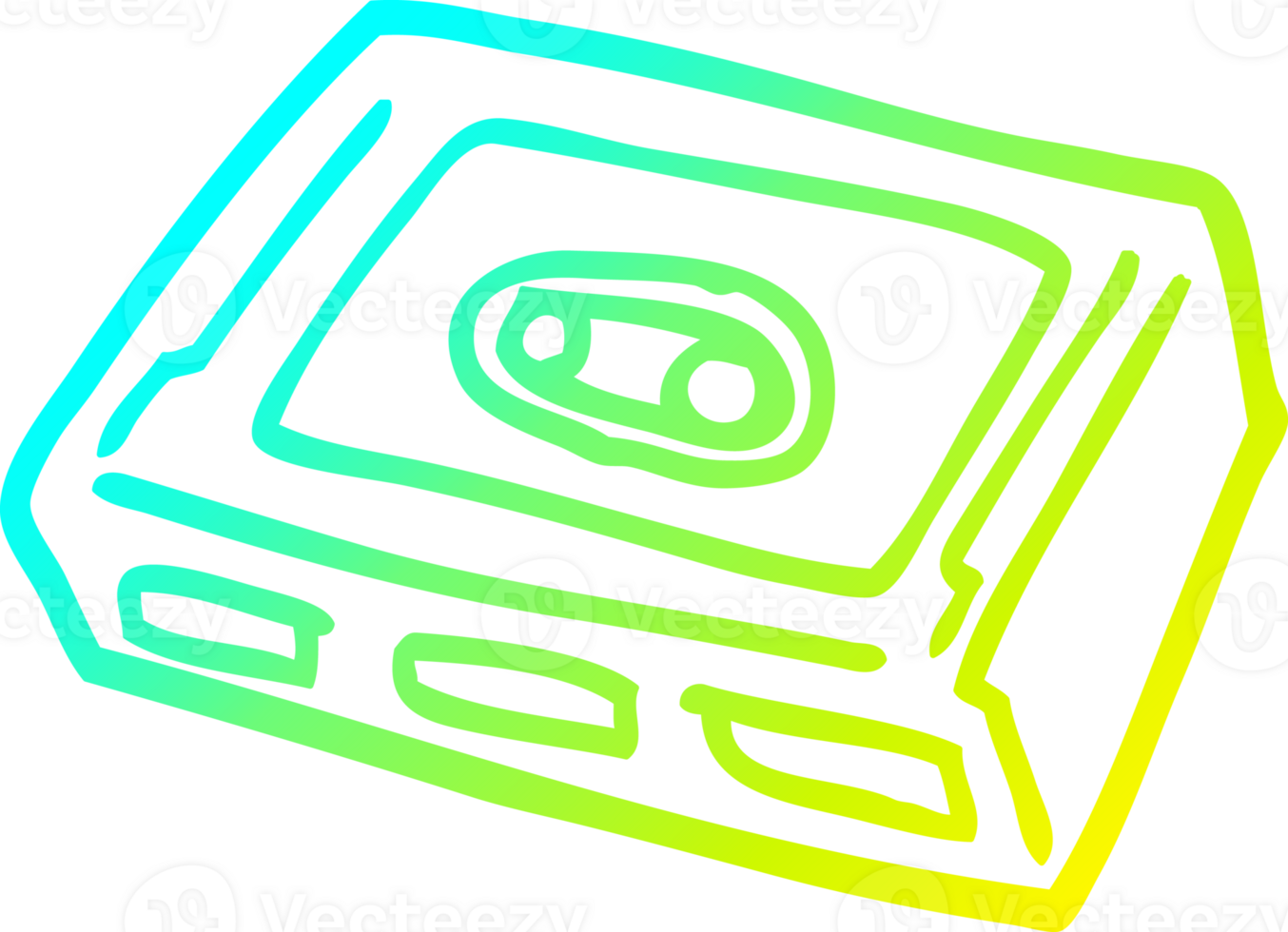 cold gradient line drawing of a cartoon retro tape cassette png
