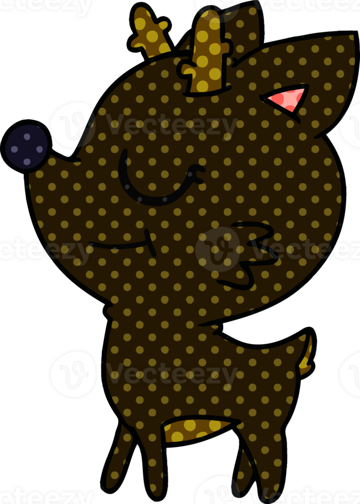 hand drawn cartoon of cute red nosed reindeer png