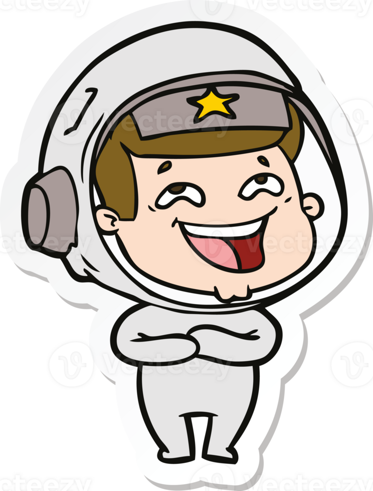 autocollant d'un astronaute riant de dessin animé png