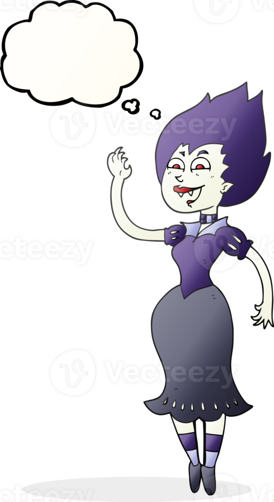 hand drawn thought bubble cartoon vampire girl png