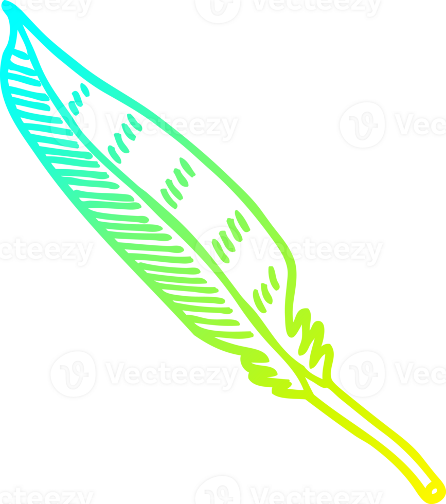cold gradient line drawing of a cartoon feather png