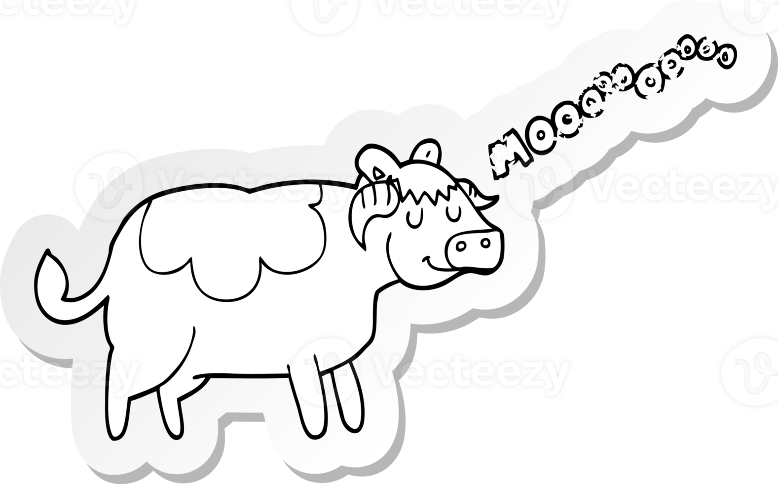 distressed sticker of a cartoon cow png