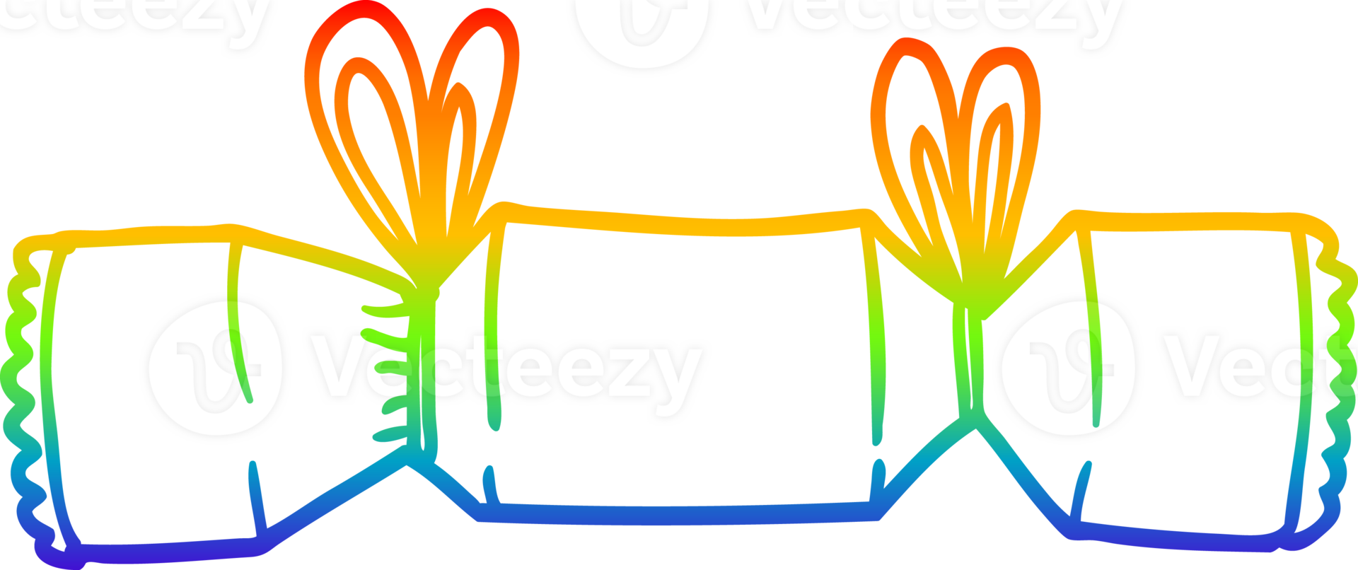 rainbow gradient line drawing of a cartoon christmas cracker png