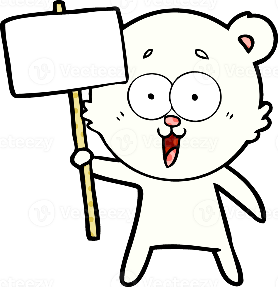 polar bear with protest sign cartoon png