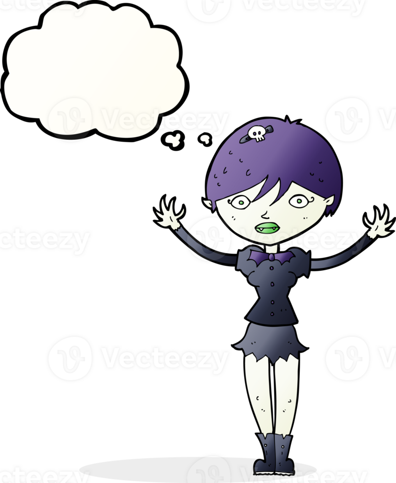 cartoon vampire girl with thought bubble png
