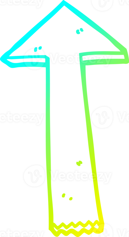 cold gradient line drawing of a cartoon pointing arrow png