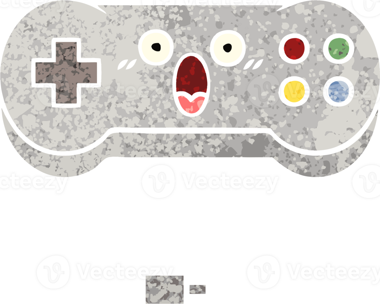 retro illustration style cartoon of a game controller png