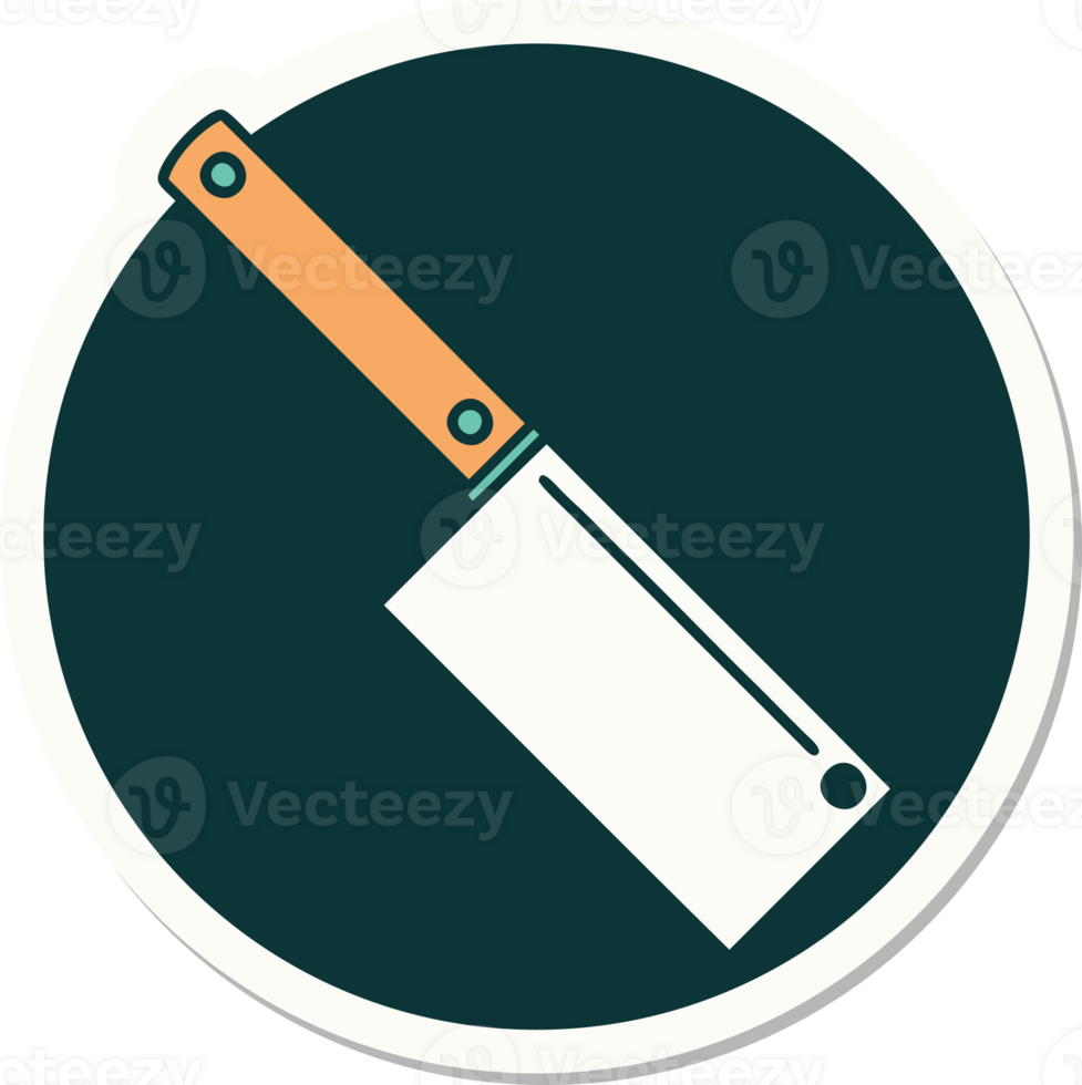 sticker of tattoo in traditional style of a meat cleaver png