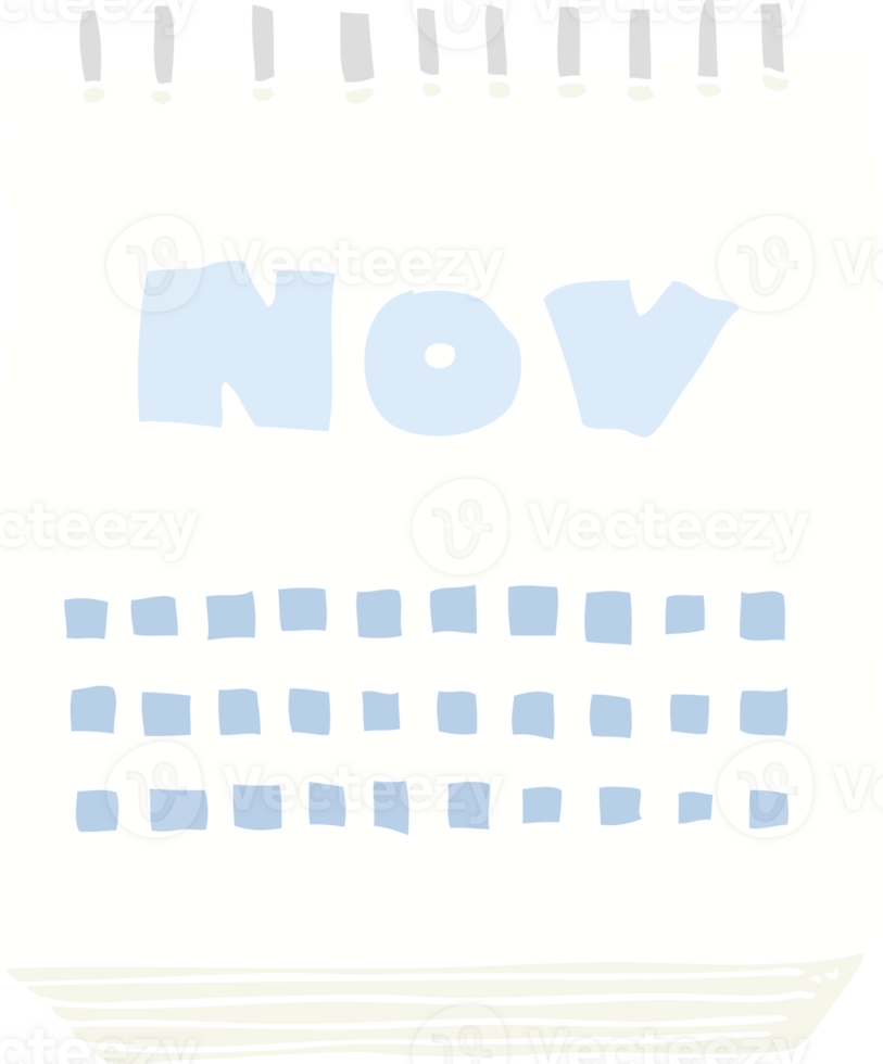 flat color illustration of calendar showing month of november png