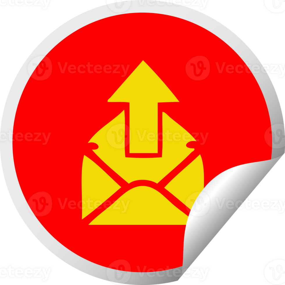 circular peeling sticker cartoon of a email sign png
