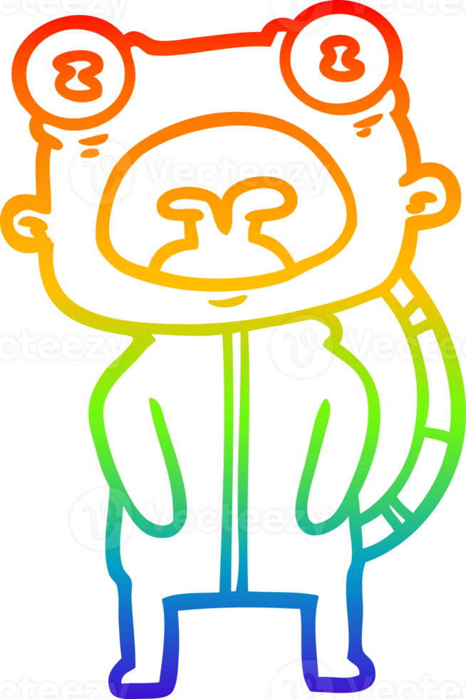rainbow gradient line drawing of a cartoon weird alien communicating png