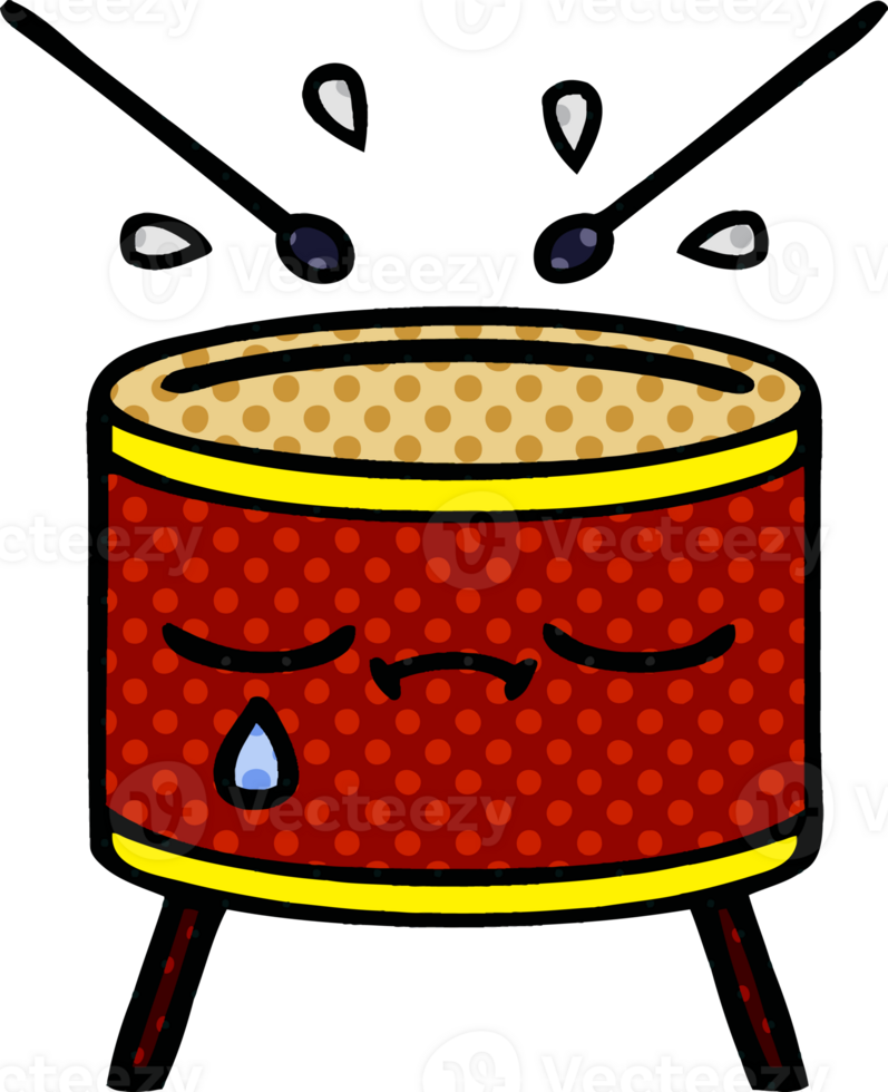 comic book style cartoon of a crying drum png