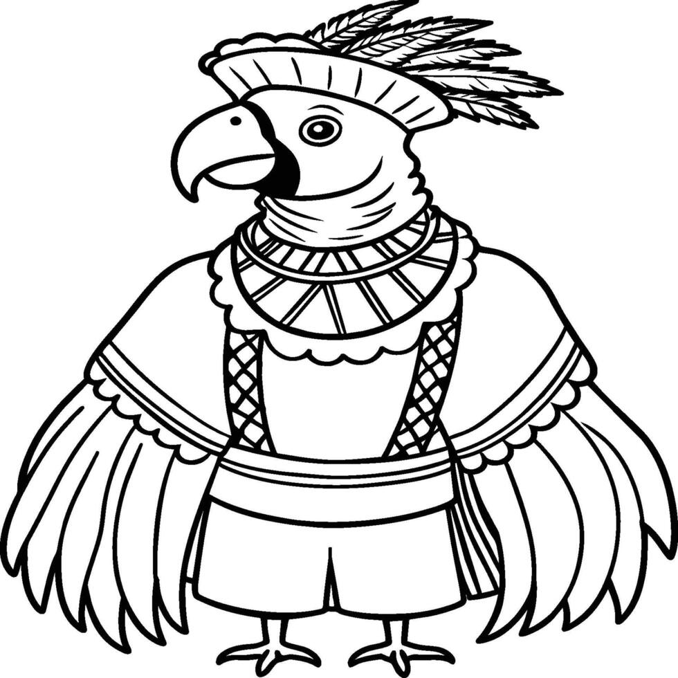 Cockatoo coloring pages. Bird outline for coloring book. vector