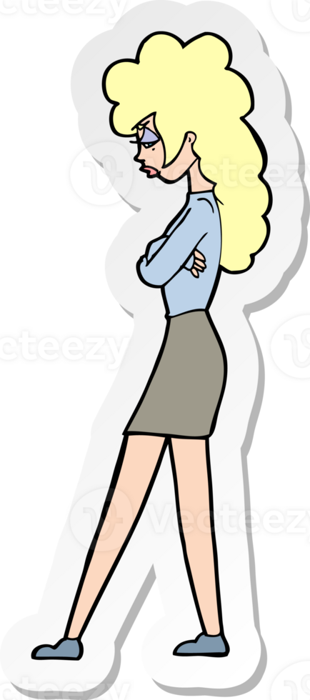 sticker of a cartoon annoyed woman png