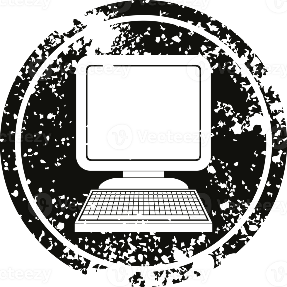 computer icon circular distressed symbol   illustration png