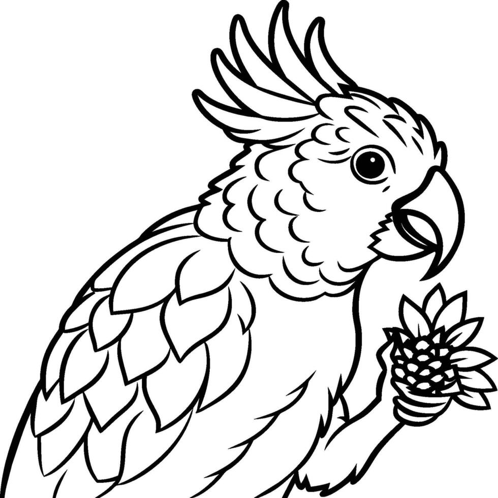 cacatúa colorante paginas pájaro contorno para colorante libro. vector