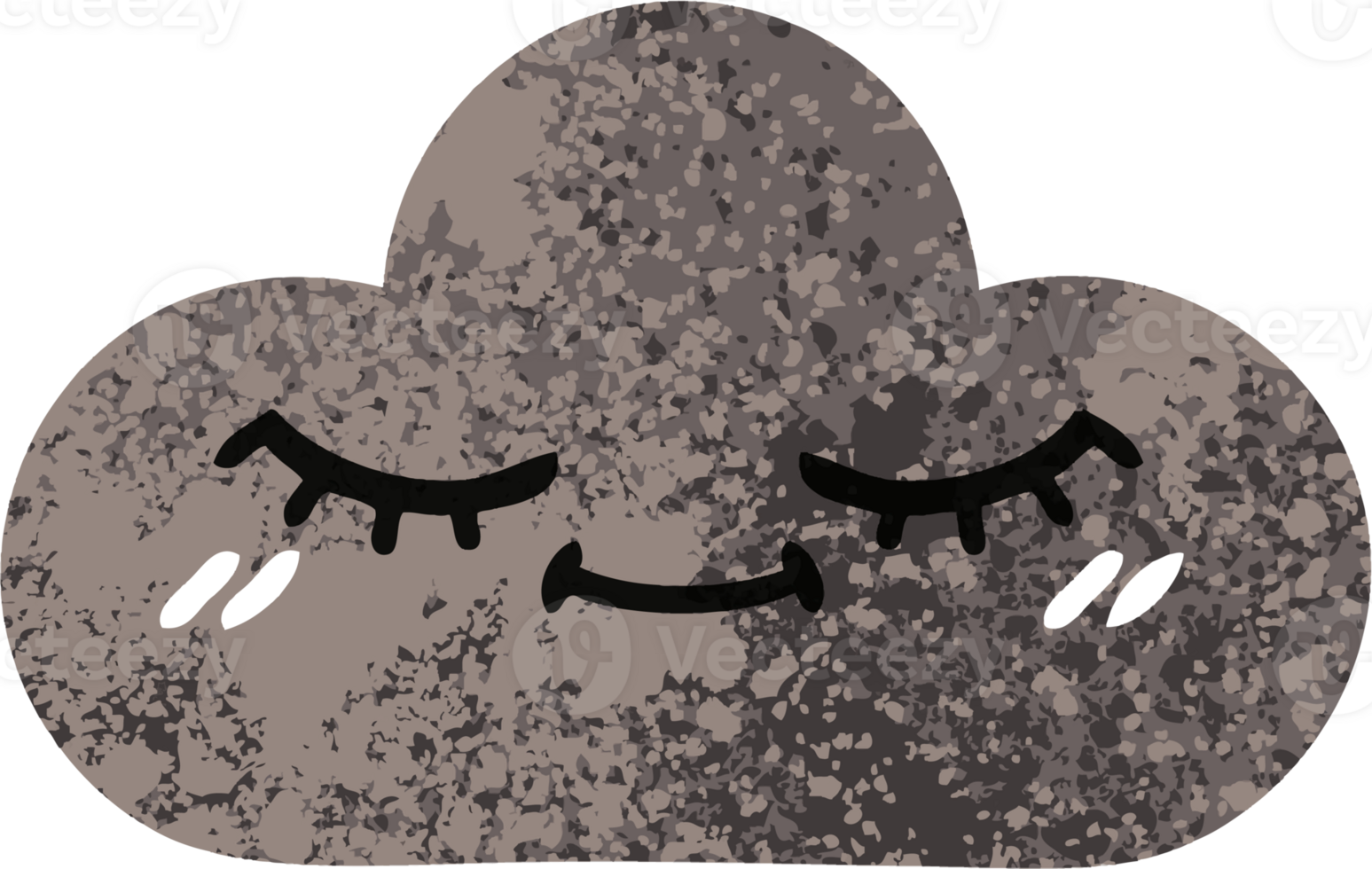 retro illustration style cartoon of a storm cloud png