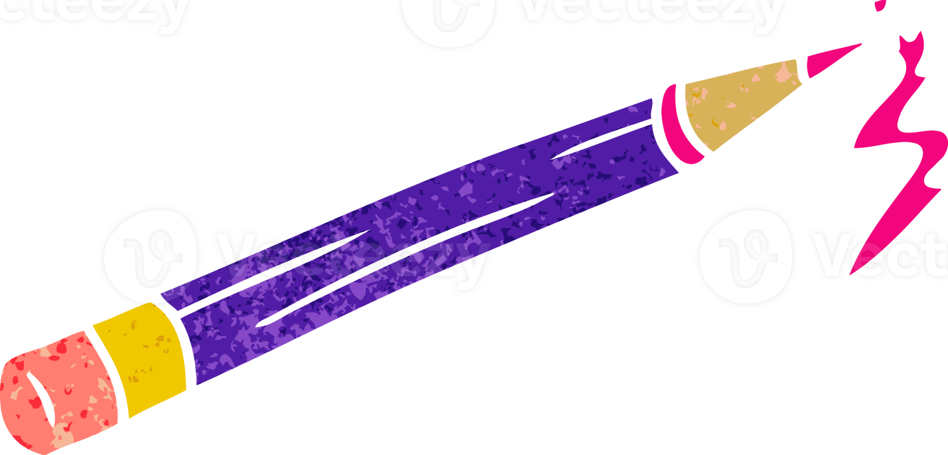 hand drawn retro cartoon doodle of a coloured pencil png