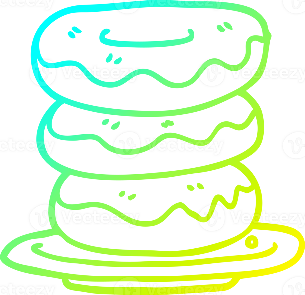 cold gradient line drawing of a cartoon plate of donuts png