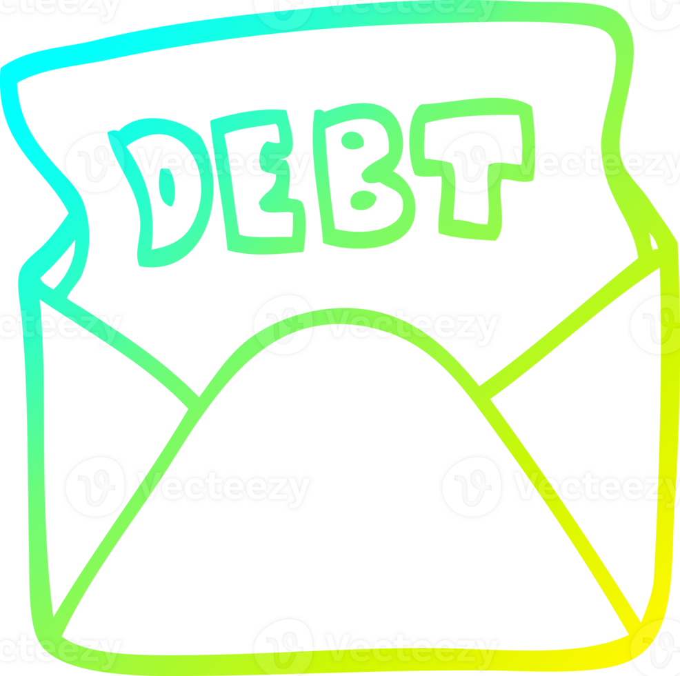 cold gradient line drawing of a cartoon debt letter png