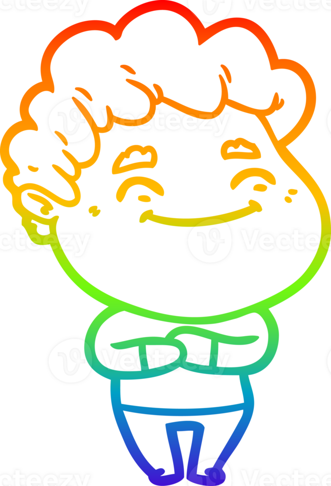 rainbow gradient line drawing of a cartoon friendly man png
