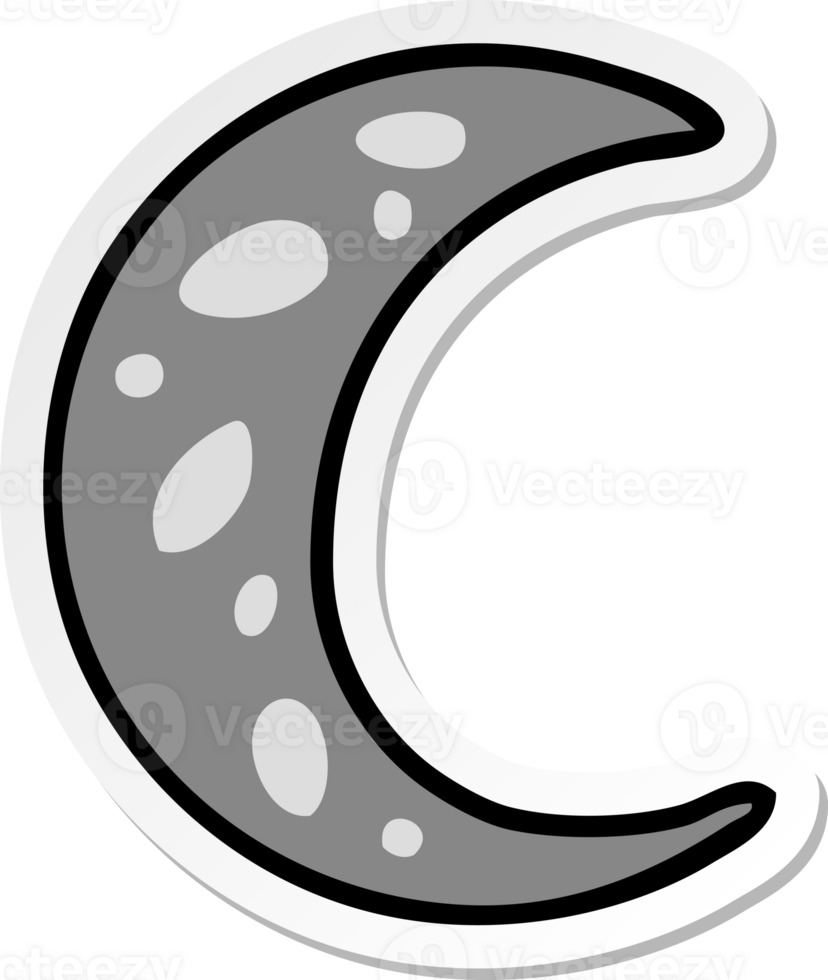 hand drawn sticker cartoon doodle of a crescent moon png