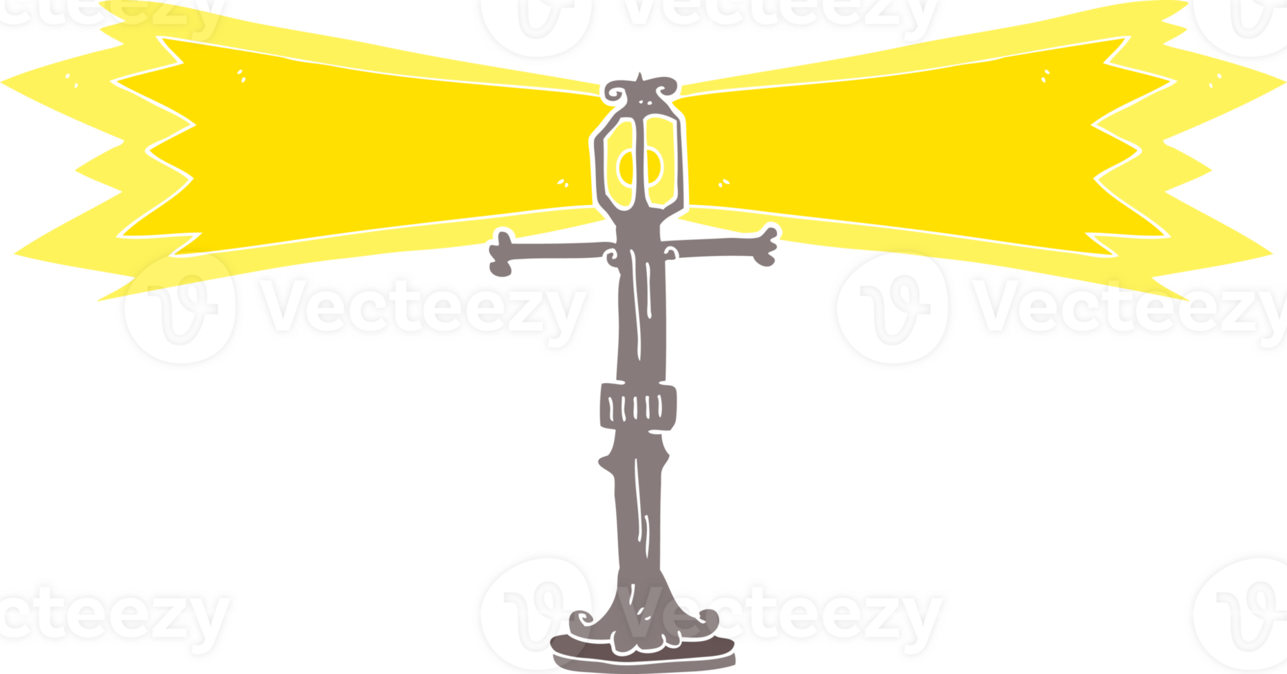 flat color illustration of shining street lamp png