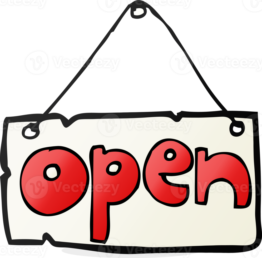 cartoon open shop sign png