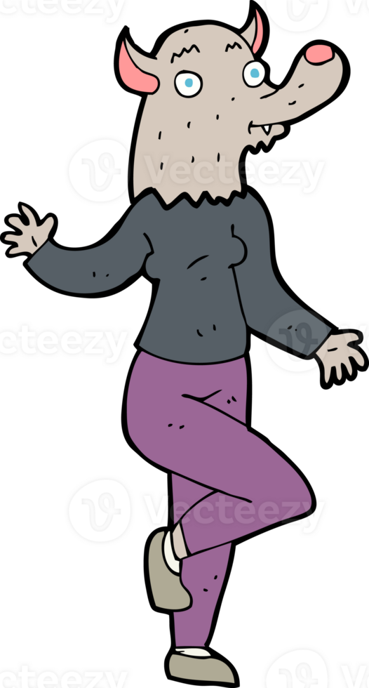 cartoon dancing werewolf woman png