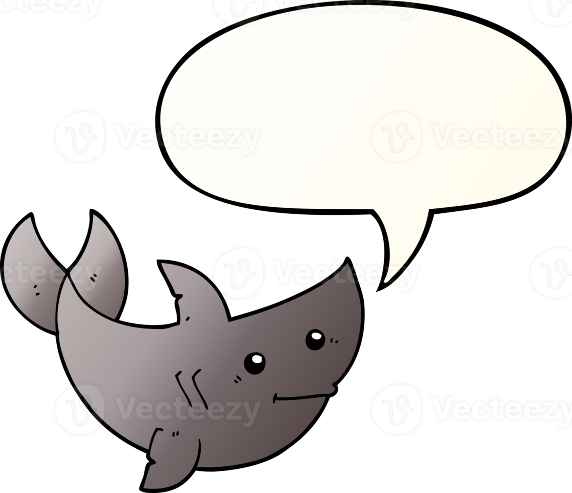cartoon shark with speech bubble in smooth gradient style png