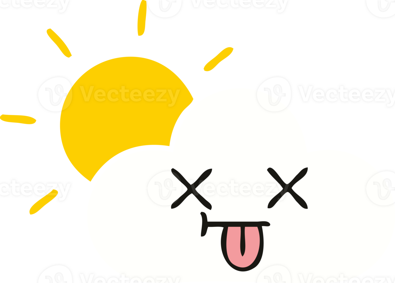 flat color retro cartoon of a sunshine and cloud png