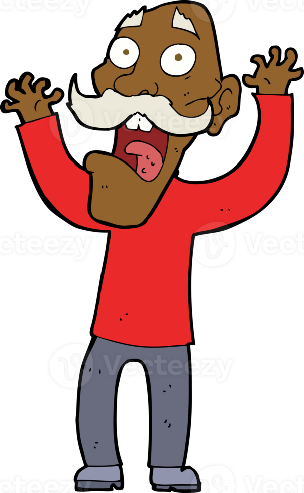cartoon old man getting a fright png