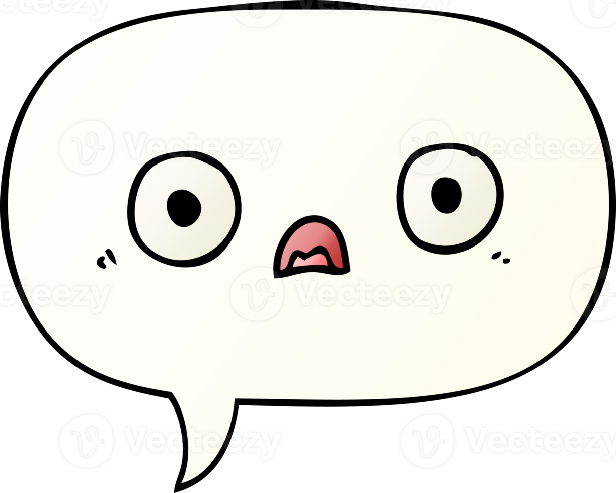 cute cartoon face with speech bubble in smooth gradient style png
